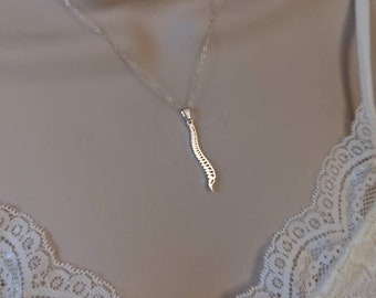 Spine Necklace in Gold or Silver, Scoliosis Disease Necklace, Chiropractor Necklace, Spine Doctor, Human Organ