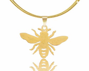 Honey Bee Pendant Necklace: Gold or Silver, Biology Gift