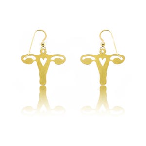 Uterus Earrings in Gold or Silver, Female Reproductive System Necklace, Biology Jewelry, Gynecologist Doctor, Reproductive Earrings