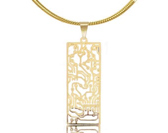 Gold Filled Circuit Board Necklace: Computer Science Jewelry Gift