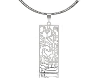 Circuit Board Necklace: Stainless Steel, Geek Jewelry