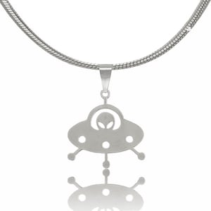 Collier OVNI extraterrestre en or ou en argent, pendentif extraterrestre, collier OVNI, collier extraterrestre, bijoux de science spatiale
