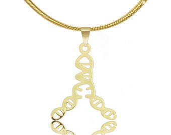 DNA Necklace: Gold or Silver Double Helix, Science Jewelry