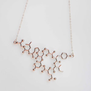 Oxytocin Molecule Silver or Gold Necklace, Chemistry Geek Jewelry, Bonding Molecule, Oxytocin Pendant Bio-Chemistry Love Hormone image 3