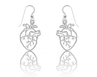 Anatomic Heart Earrings: Gold or Silver, Cardiology Gift