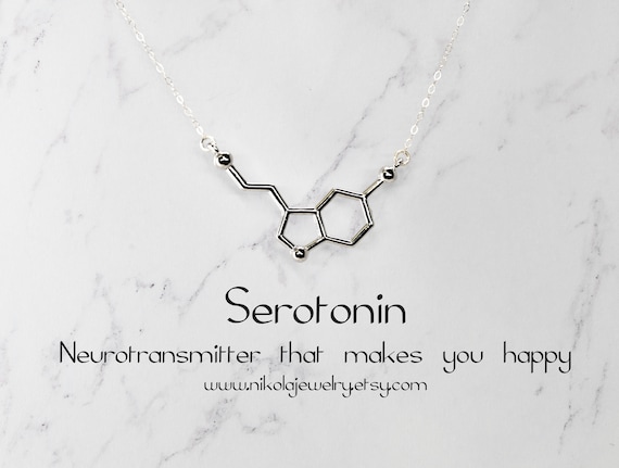 de moléculas de serotonina plata collar de Etsy España