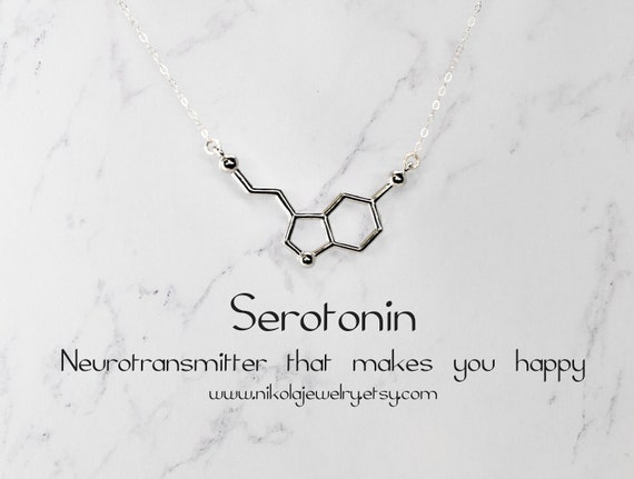 de moléculas de serotonina plata collar de Etsy España