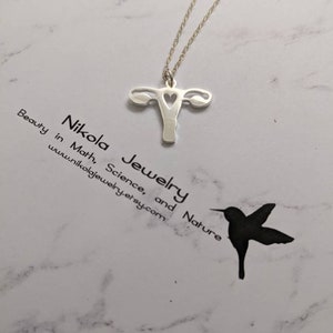 Uterus Necklace in Gold or Silver, Female Reproductive System Necklace ...