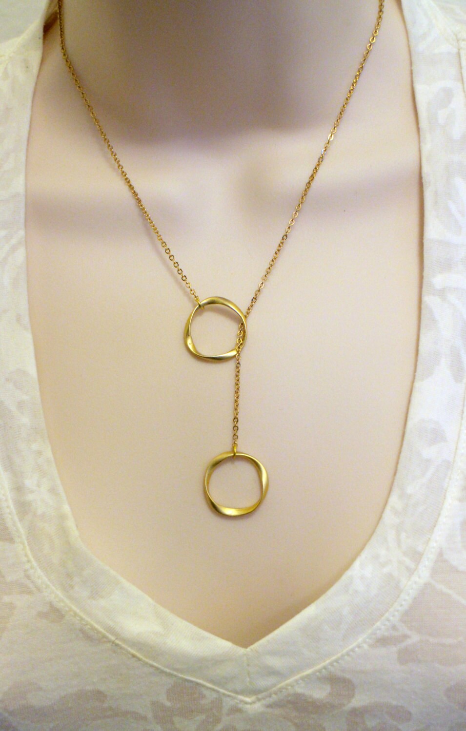 Gold Circle Lariat Necklace Eternity 