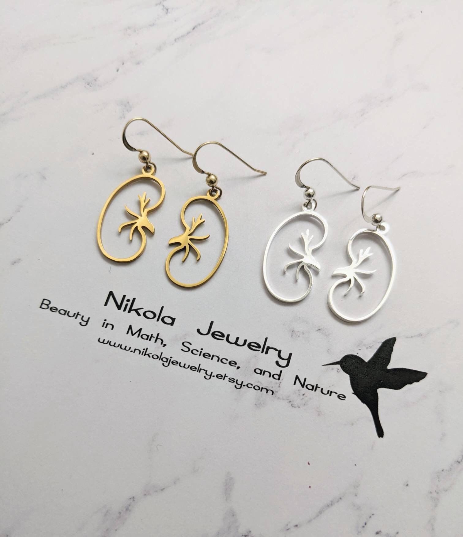 Kidney Earrings in Gold or Silver Kidney Transplant Pendant Etsy
