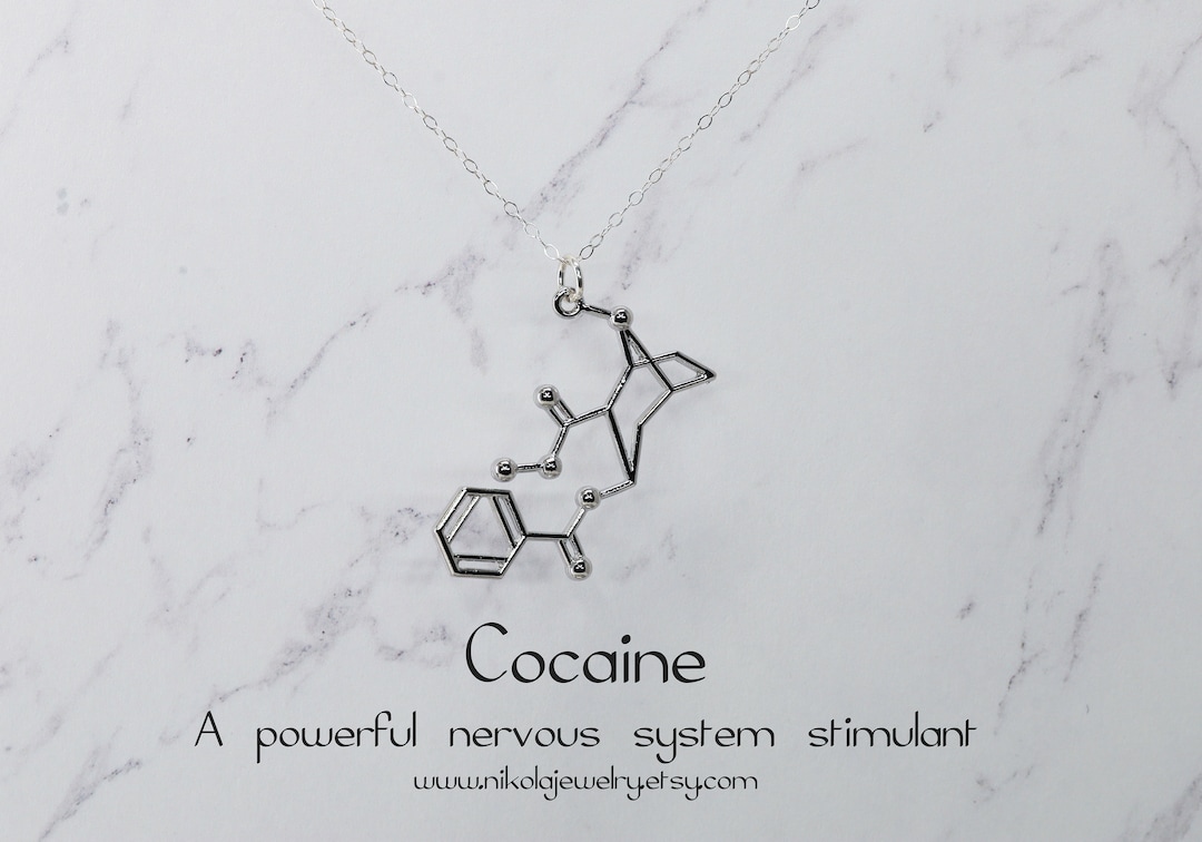 Cocaine Silver Molecule Necklace, Cocaine Chemistry Jewelry, Geek ...