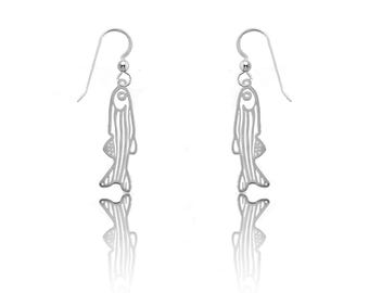 Zebrafish Earrings in Gold or Silver, Fish Earrings, Biology Gift, Geek Jewelry, Zebrafish Pendant, Silver Zebrafish, Gold fish Earrings