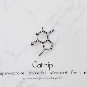 Catnip Silver Molecule Necklace, Cat jewelry, Geek Jewelry, Cat-lover necklace, Science Gift, Chemistry Necklace, Nepetalactone Necklace