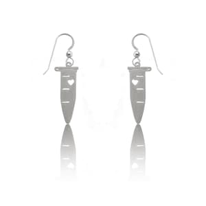 Microcentrifuge Earrings in Gold or Silver, Test Tube Heart Earrings, Biology Earrings, Science Teacher Gift, Eppie Biology Jewelry