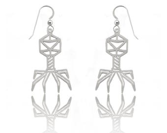 Phage Earrings: Bacteriophage Virus Pendant, Science Biology Jewelry