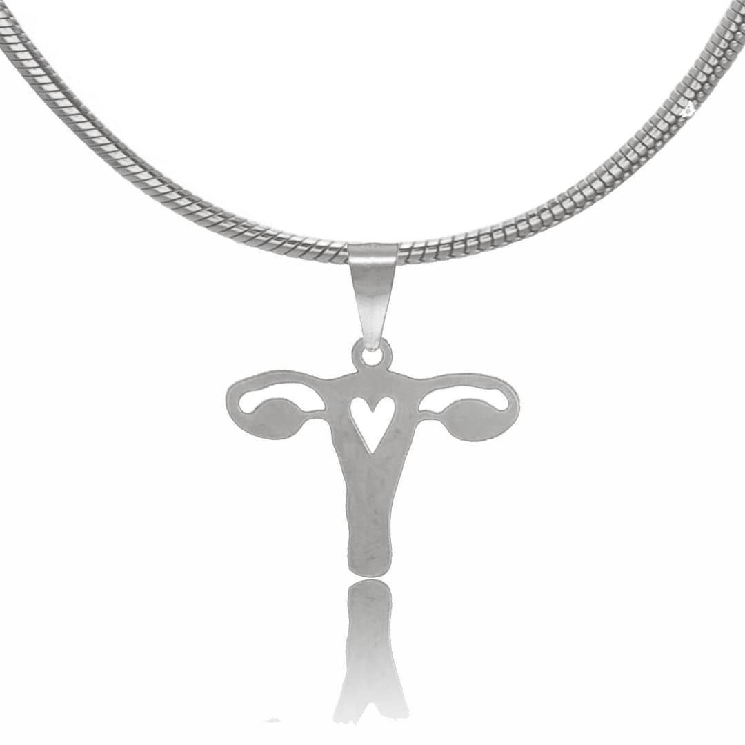 Uterus Necklace in Gold or Silver, Female Reproductive System Necklace ...