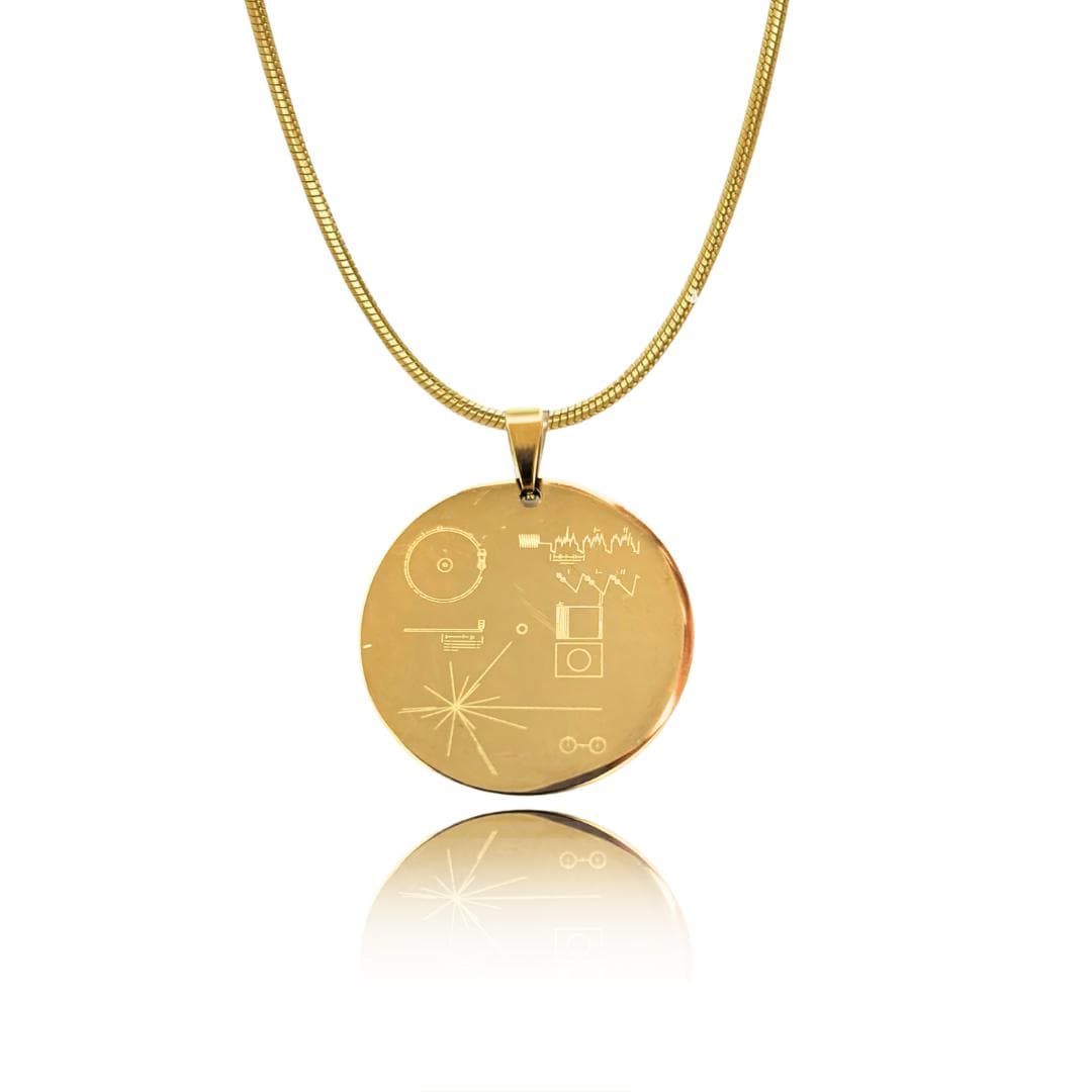 Golden Record Necklace – Voyager Space Jewelry, Cosmic Exploration