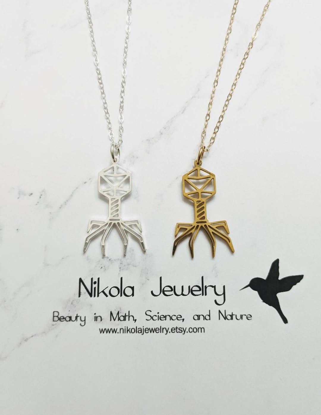 Phage Pendant: Bacteriophage Virus Necklace, Science Jewelry - Etsy UK