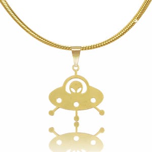 Collier OVNI extraterrestre en or ou en argent, pendentif extraterrestre, collier OVNI, collier extraterrestre, bijoux de science spatiale