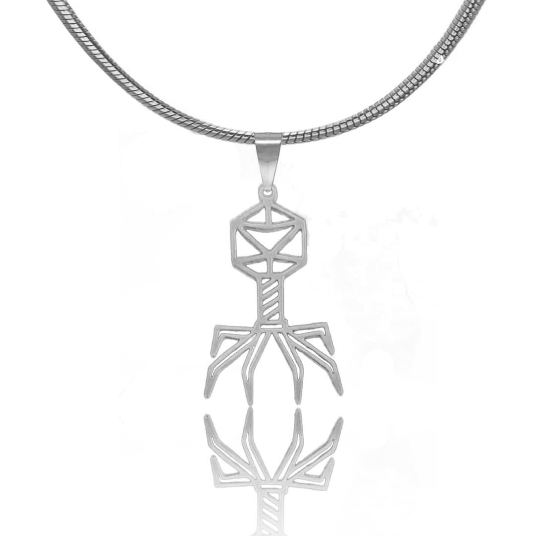 Phage Pendant: Gold or Silver Bacteriophage Necklace, Science Jewelry ...
