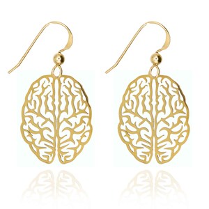 Brain Earrings in Gold or Silver, Neurology, Neurologist Gift, Biology Earring, Psychology, Biology Gift, Psychologist Gift, Organ Earrings