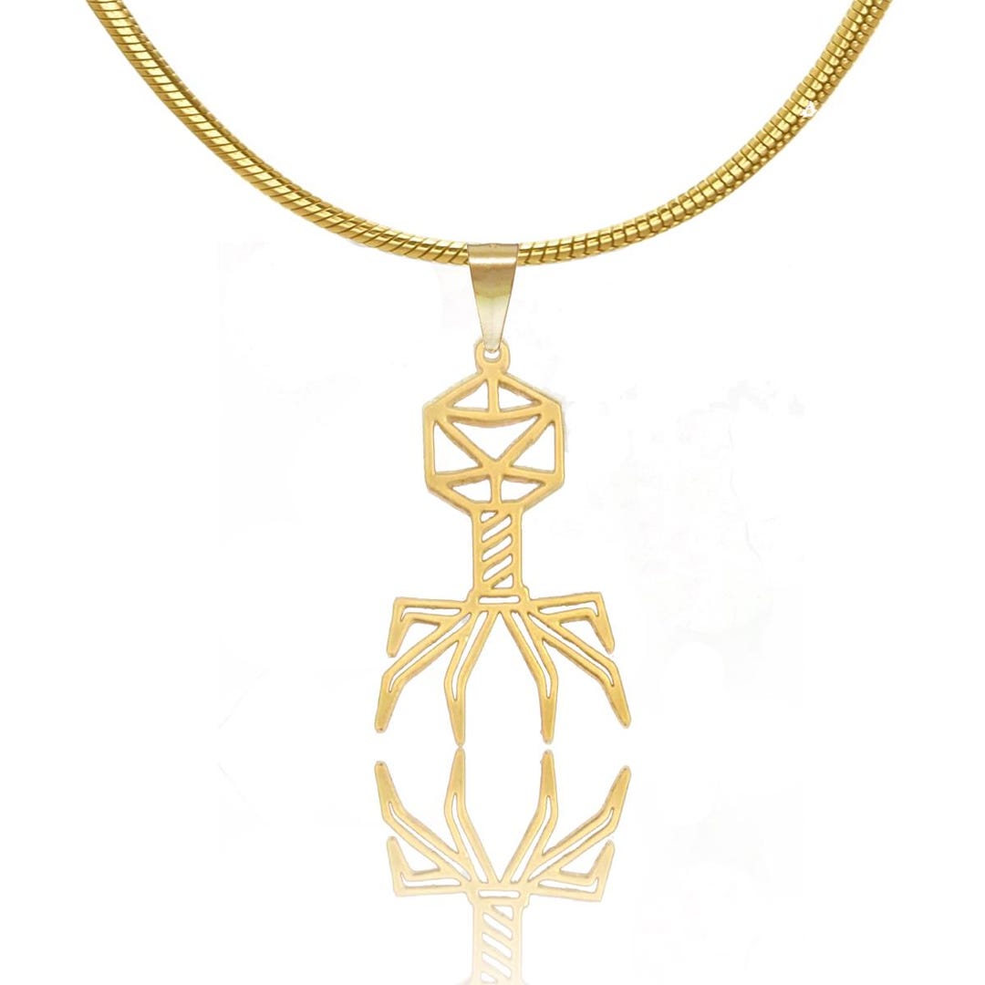 Gold Phage Necklace: Bacteriophage Virus Pendant, Science Jewelry - Etsy