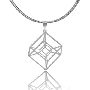 Hypercube Necklace in Gold or Silver, Geometric Necklace, Math Jewelry, Geometric Jewelry, Cube Jewelry, Math Gift