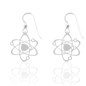Atom Earrings in Silver or Gold, Science Earrings, Physics Earrings, Atom Gift, Charm Choker, Science Gift, Geek Gift, Carbon Atom