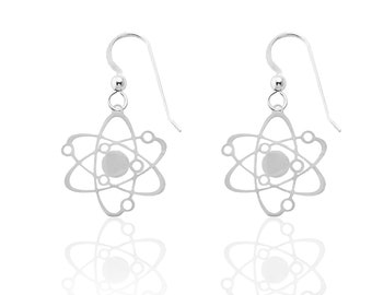 Atom Earrings: Science Geek Gift, Sterling Silver or Gold
