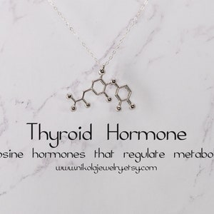 Silver Thyroid Molecule Necklace, Thyroid Jewelry, Biology Gifts, Geek presents, Molecule Necklace, Levothyroxine