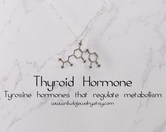Silver Thyroid Molecule Necklace, Thyroid Jewelry, Biology Gifts, Geek presents, Molecule Necklace, Levothyroxine