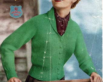 1940's ladies cardigan PDF Vintage Knitting Pattern