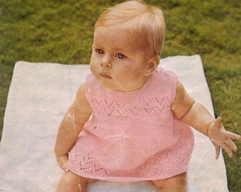 4 ply baby girls dress PDF knitting pattern