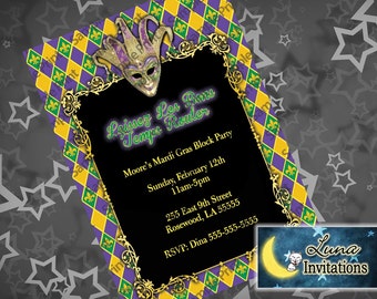 Mardi Gras / Birthday Invitation