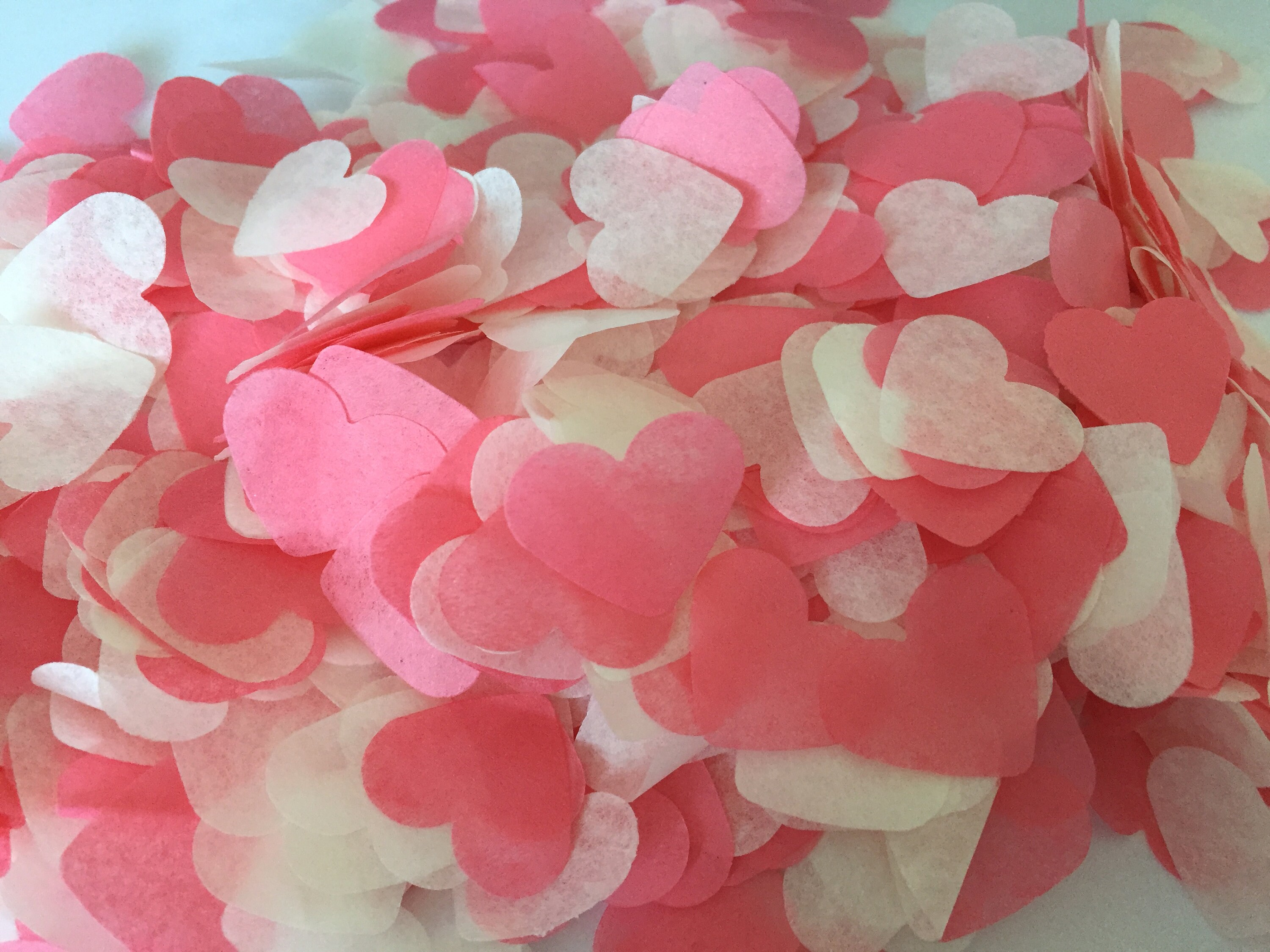 1500 pieces  Wedding Confetti  Pink White Ivory & Silver Hearts EcoFriendly 