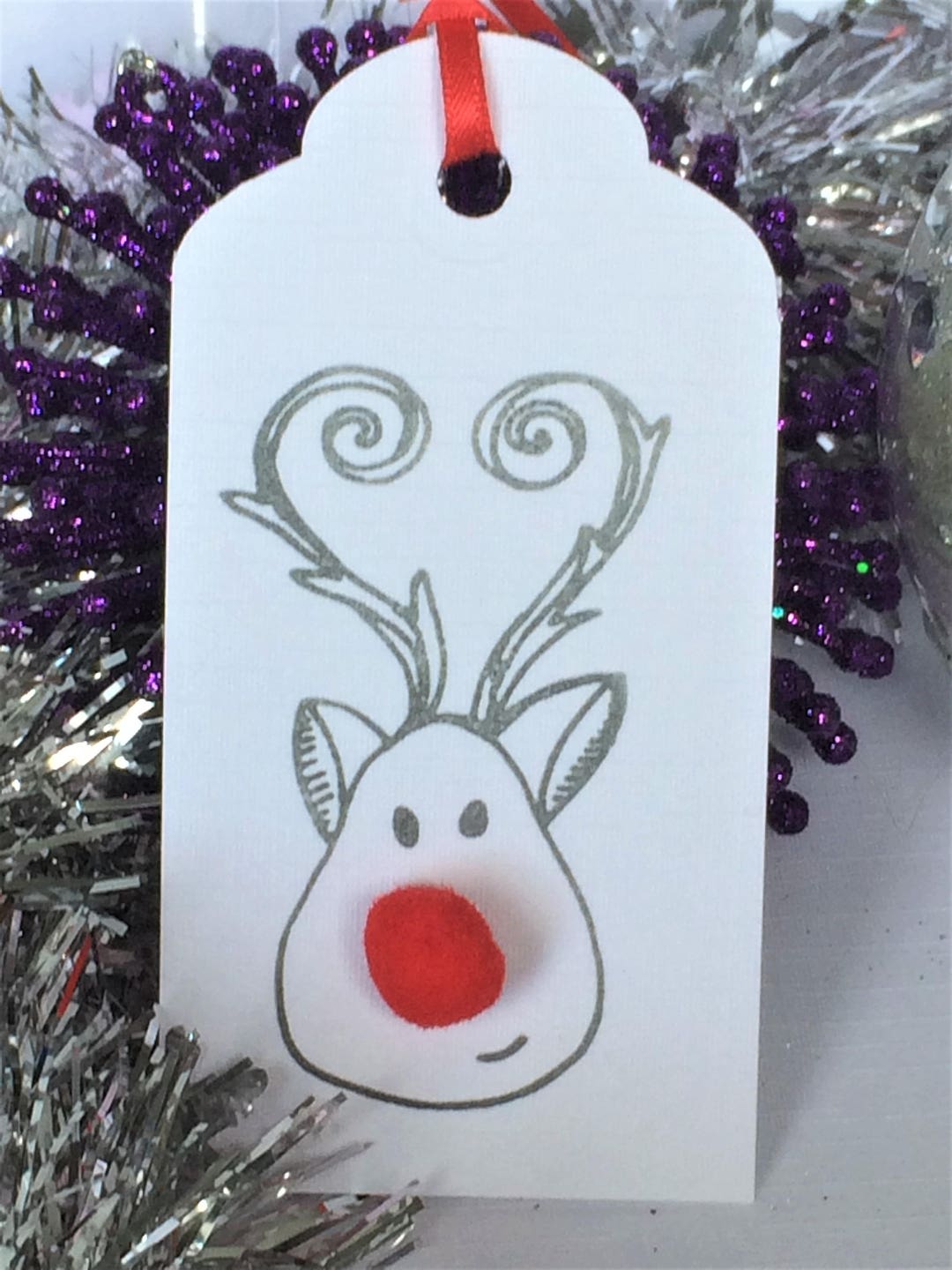 Set of 10 Cute Rudolph Bobble Nose Gift Tags,christmas Gift Tags,fun ...