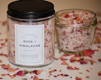 Rose Himalayan Salt Bath Soak, Dried Rose Petals