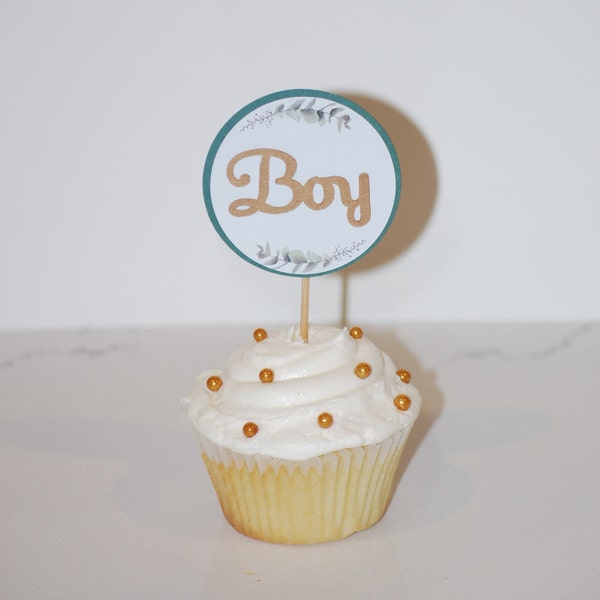Botanical Baby Shower Cupcake Toppers - Perfect for Baby Showers, Baby Announcement Party, Gender Reveals, & Sip and See Celebrations