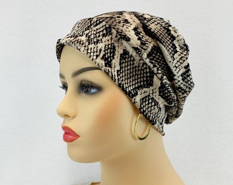 Gorro de punto holgado para la pérdida de cabello por quimioterapia/alopecia/gorro de lana para quimioterapia ~ Gorro para dormir/Serpiente 893