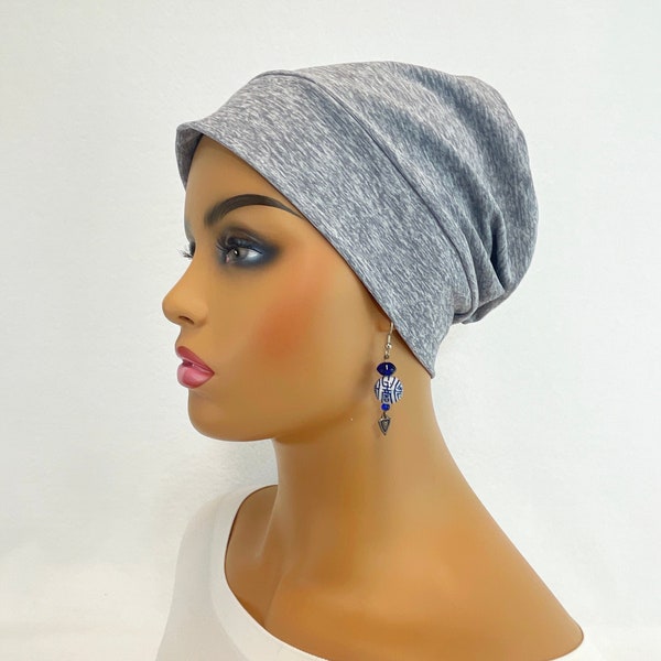 Chemo Alopecia Hair Loss Slouchy Knit Cap-Hat-Beanie-Chemo Headwear~Sleep Cap/Light Gray#967