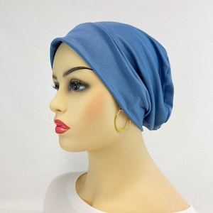 Chemo Alopecia Hair Loss Slouchy Knit Cap-Hat-Beanie-Chemo Headwear~Sleep Cap/Brushed Slate Blue#2134