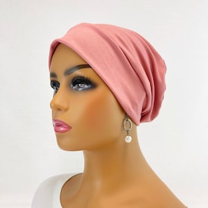 Chemo Alopecia Hair Loss Slouchy Knit Cap-Hat-Beanie-Chemo Headwear~Sleep Cap/Mauve#2136