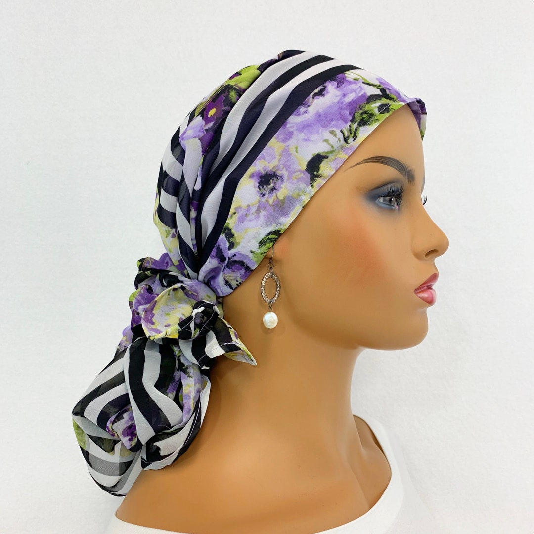 Pre Tied Chemo Head Scarfwomen's Cancer Scarfchemo Etsy