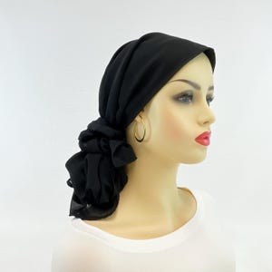 Sciarpa chemioterapica pre-annodata ~ Sciarpa anti-cancro da donna ~ Cappello chemioterapico ~ Regalo chemioterapico ~ Chiffon nero trasparente ~ Indossabile lungo o corto ~ Chiusura regolabile #226