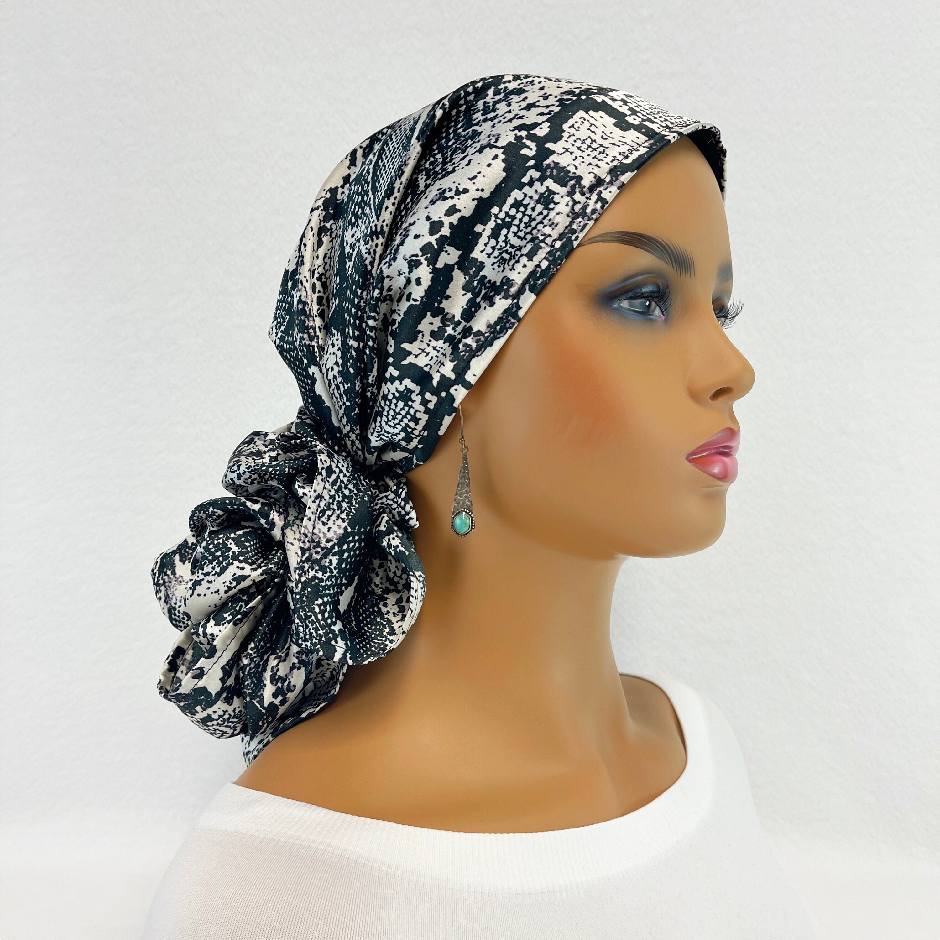 4 Pack Pre Tied Chemo Headwear Cotton Turbans for Women Cancer Patients DACKRITO 4 Pieces Chemo Headwear for Women, Pre-Tied Head  main image 2