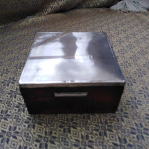Beautiful 1930&#39;s Art Deco Silver Cigarette Box.  German 800 Silver Cigarette Box.  Burr Maple and Solid Silver Box.
