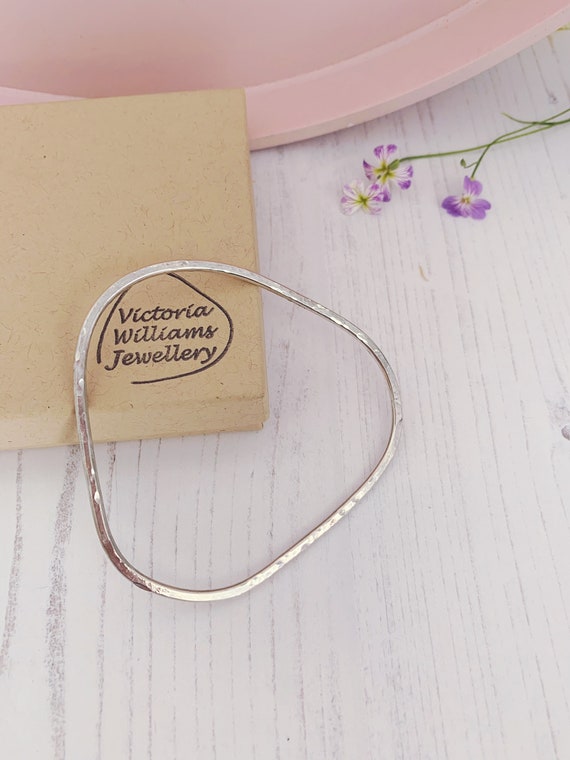 Triangle bangle, handmade with recycled eco sterling silver, minimal unique style.