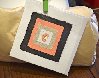 Handmade card made from recycled paper! Seahorse design.