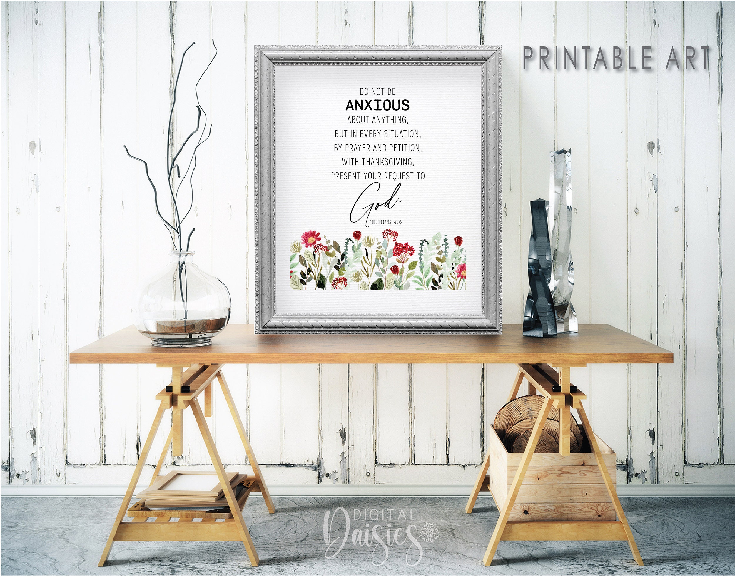 Philippians 4:6 Printable Wall Art, Prayer Inspirational, Printable ...
