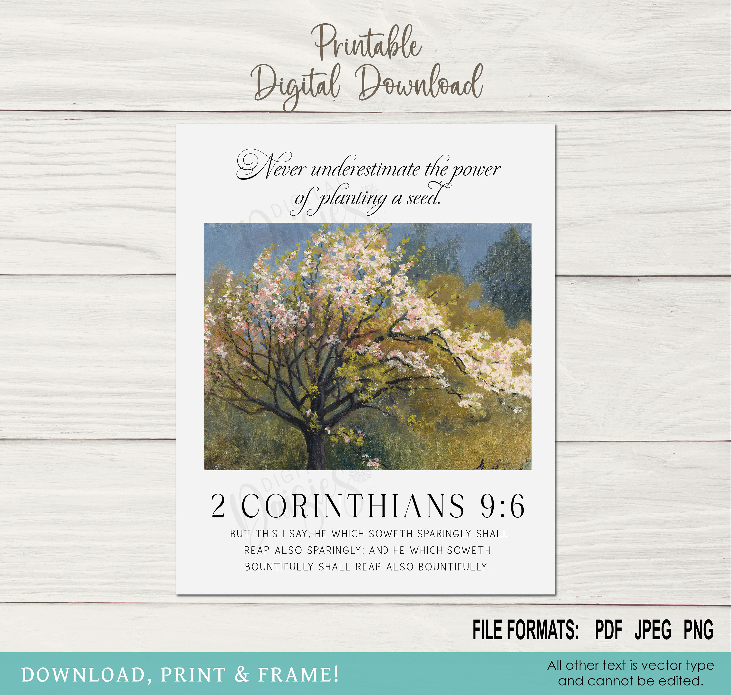 2 Corinthians 9:6 Bible Verse Wall Art, Instant Digital Download ...